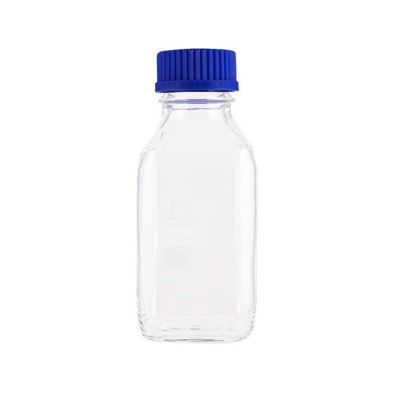 DURAN Square Clear Bottle 500ml w/ blue cap