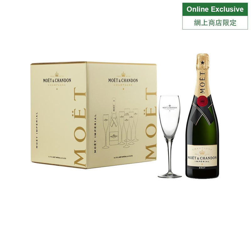 MOET & CHANDON Imperial Brut Pack of 6 btls and 6 glasses NV (6 x 750mL)