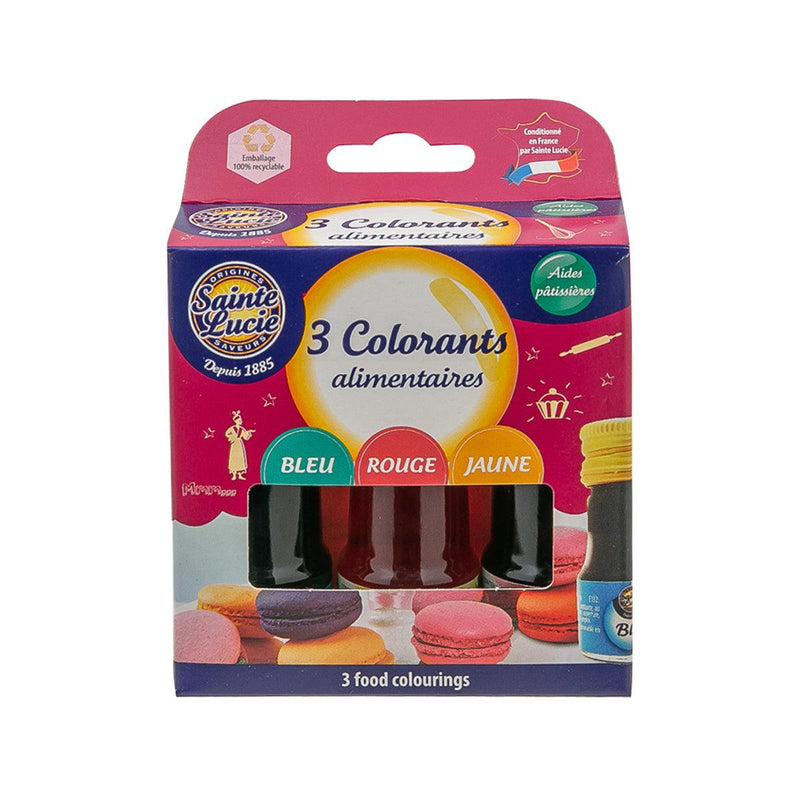 SAINTE LUCIE 3 Food Colourings - Blue, Red, Yellow  (3 x 10mL)