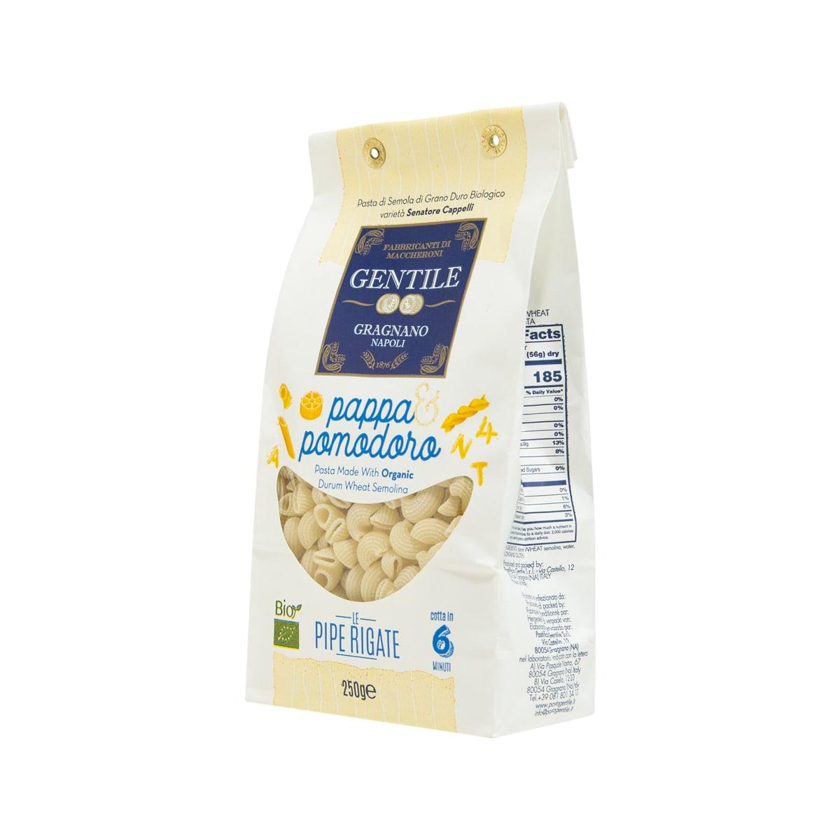 GENTILE Artisanal Pappa Pomodoro Organic Pasta Pipe Rigate  (250g)