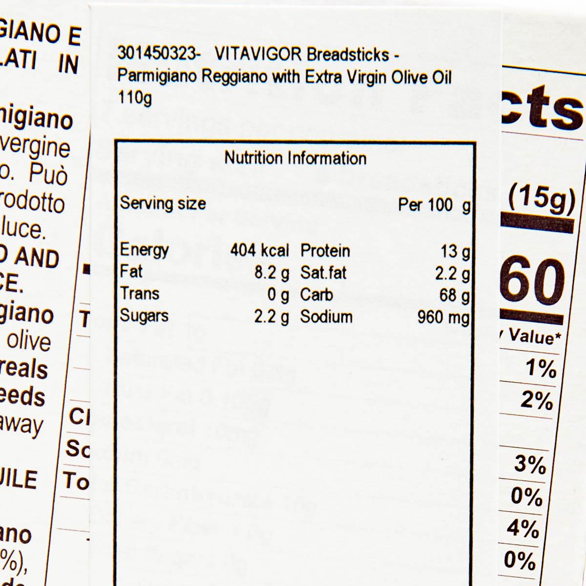 VITAVIGOR Grissini Breadsticks Salt on Top - Parmigiano Reggiano with Extra Virgin Olive Oil  (110g) - city'super E-Shop