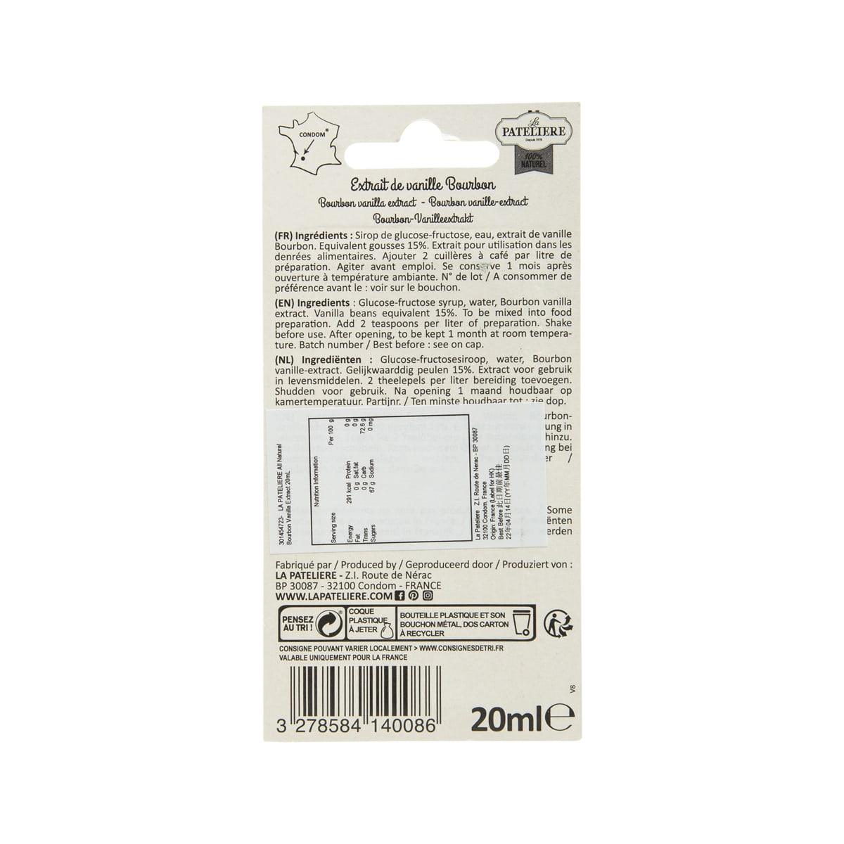 LA PATELIERE All Natural Bourbon Vanilla Extract  (20mL)