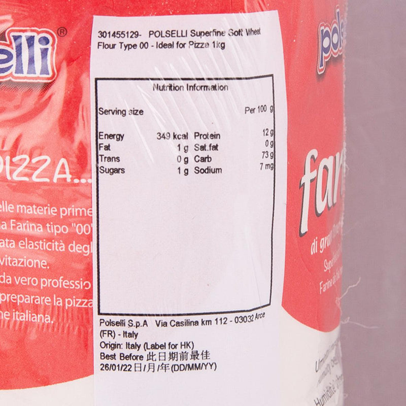 POLSELLI Superfine Soft Wheat Flour Type 00 - Ideal for Pizza  (1kg)