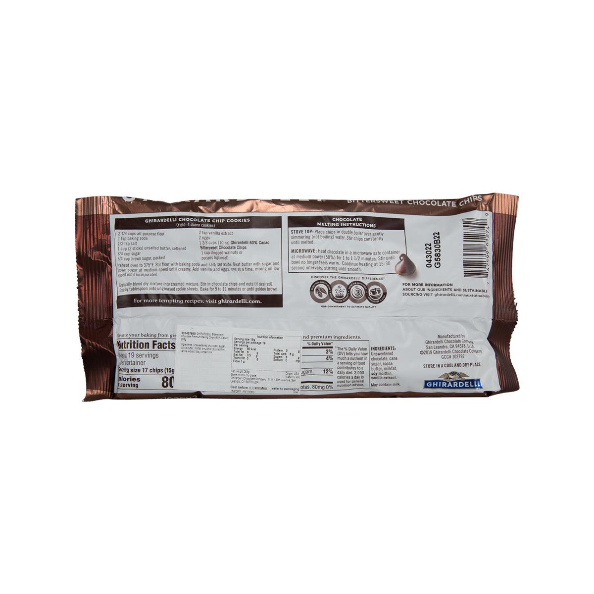 GHIRARDELLI Bittersweet Chocolate Premium Baking Chips (60% Cacao)  (283g)