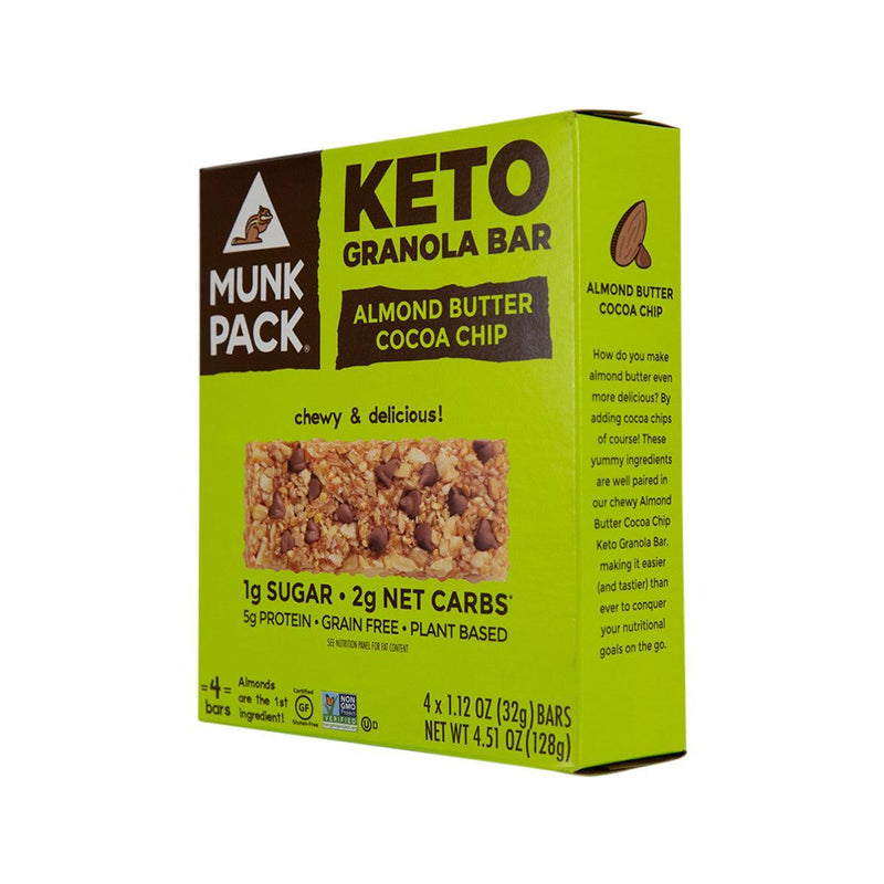 MUNK PACK Keto Granola Bar - Almond Butter Cocoa Chip  (128g)
