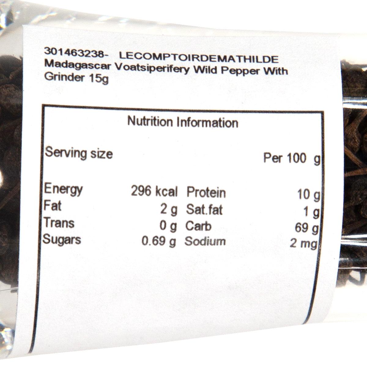 LECOMPTOIRDEMATHILDE Madagascar Voatsiperifery Wild Pepper with Grinder  (15g)