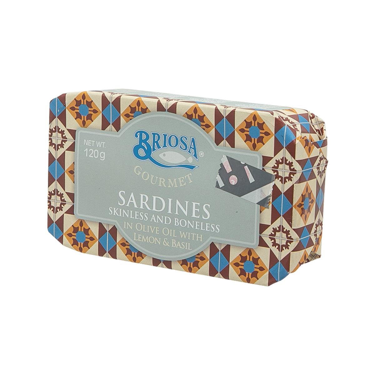 BRIOSA Skinless & Boneless Sardines in Olive Oil with Lemon & Basil  (120g)