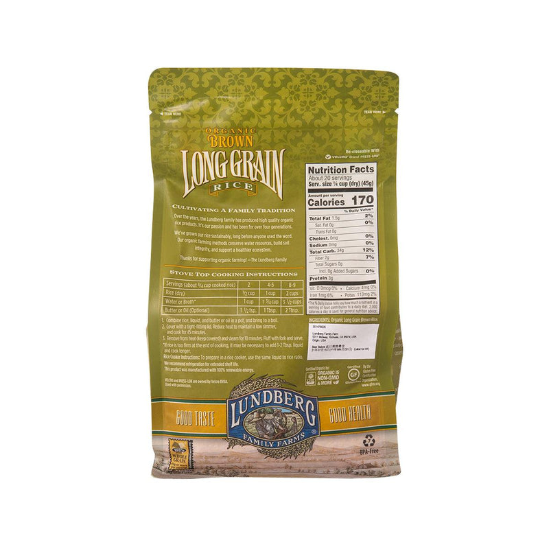 LUNDBERG Organic Brown Long Grain Rice  (907g)