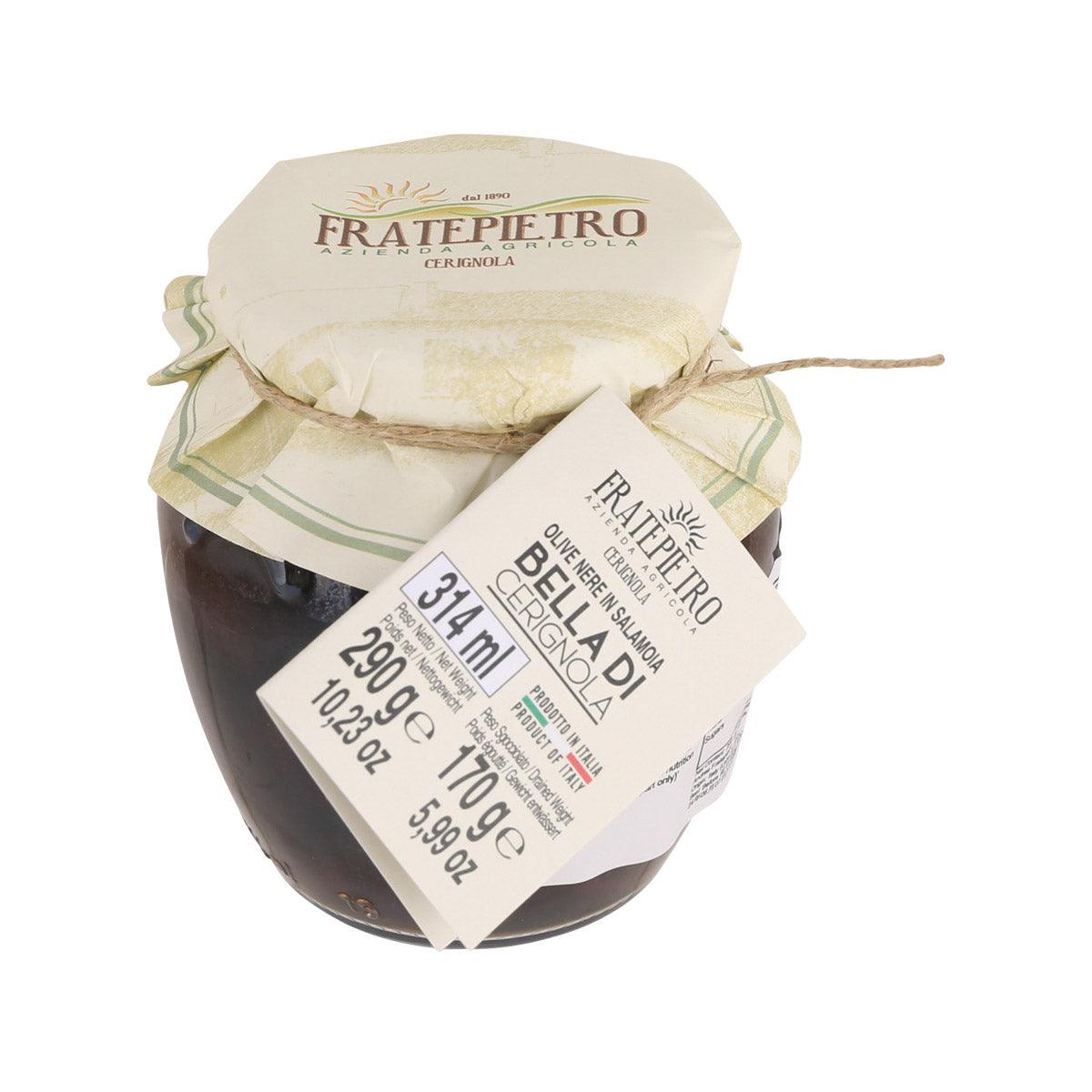 FRATEPIETRO Giant Black Olives in Brine (Size G)  (300g)
