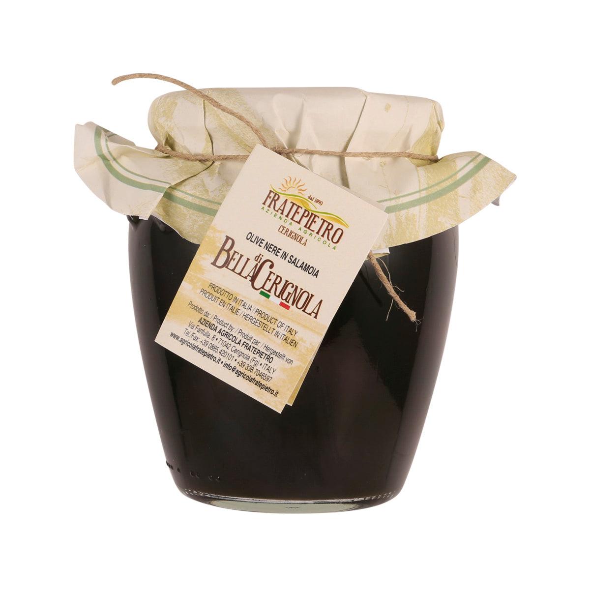 FRATEPIETRO Super Giant Black Olives in Brine (Size GGG)  (550g)