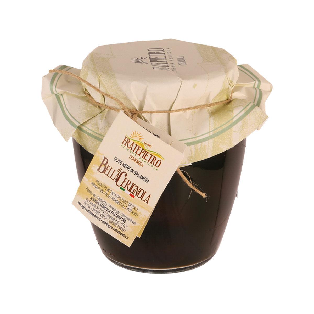 FRATEPIETRO Super Giant Black Olives in Brine (Size GGG)  (550g)