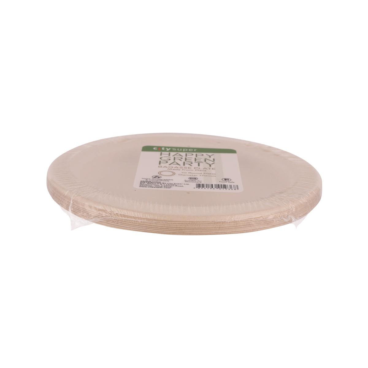 CITYSUPER Bagasse Round Plate 170mm 6.75" 10pcs  (10pcs)