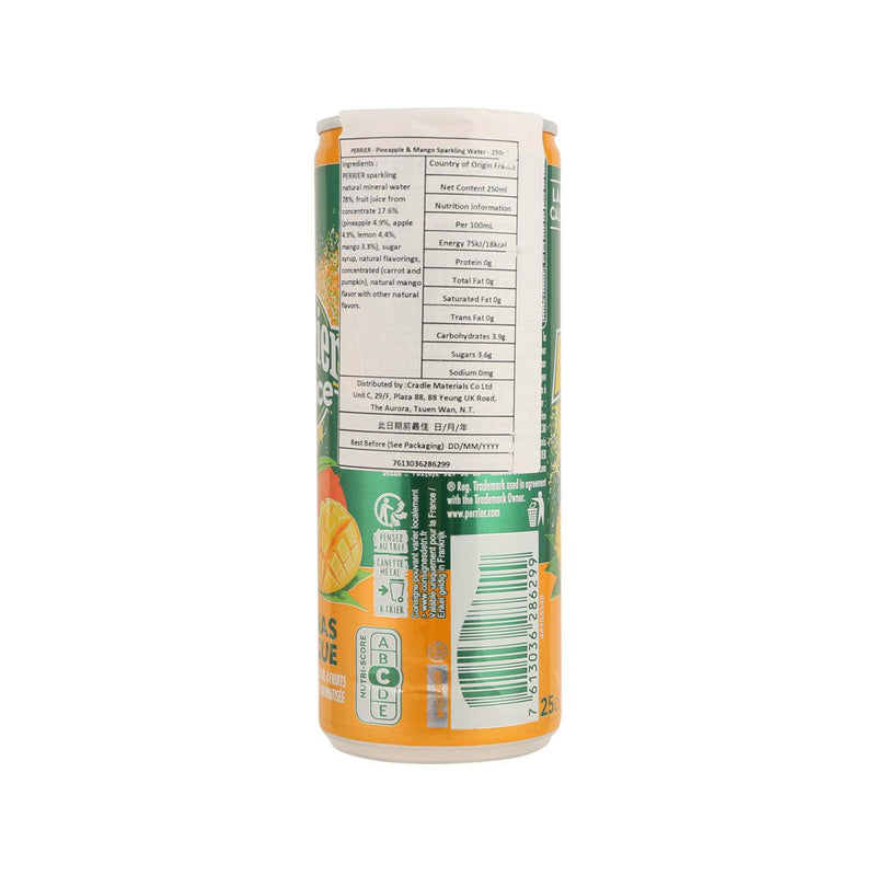 PERRIER Sparkling Mineral Water Drink - Pineapple & Mango [Can]  (250mL)