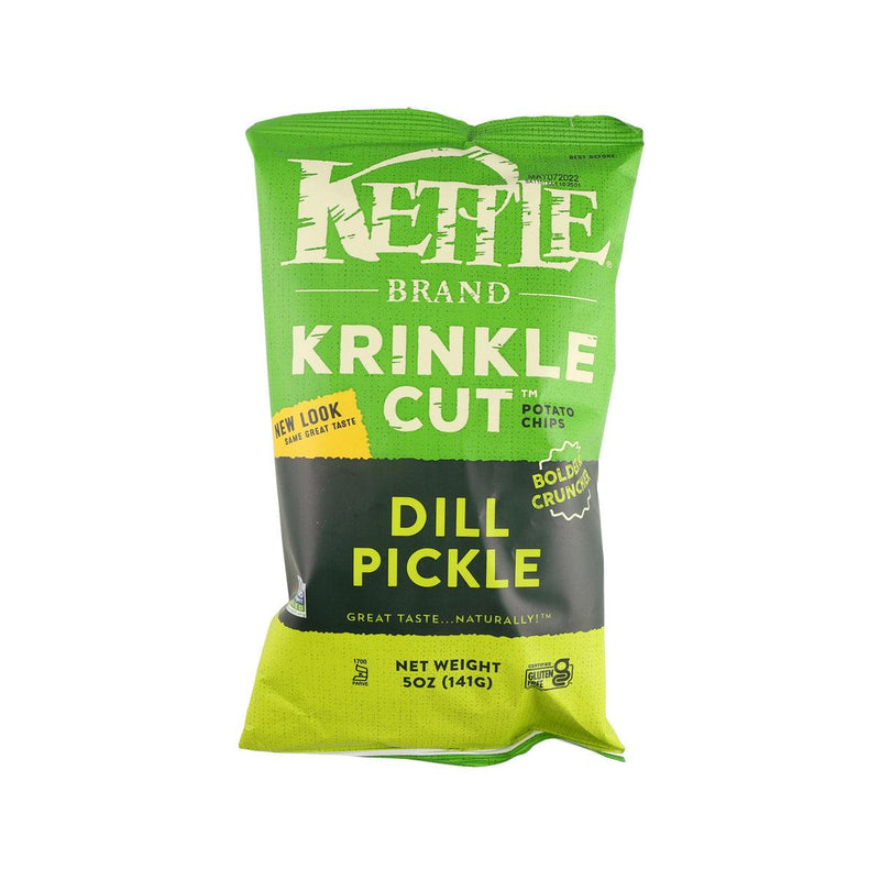 KETTLE Krinkle Cut Potato Chips - Dill Pickle Flavor  (141g)