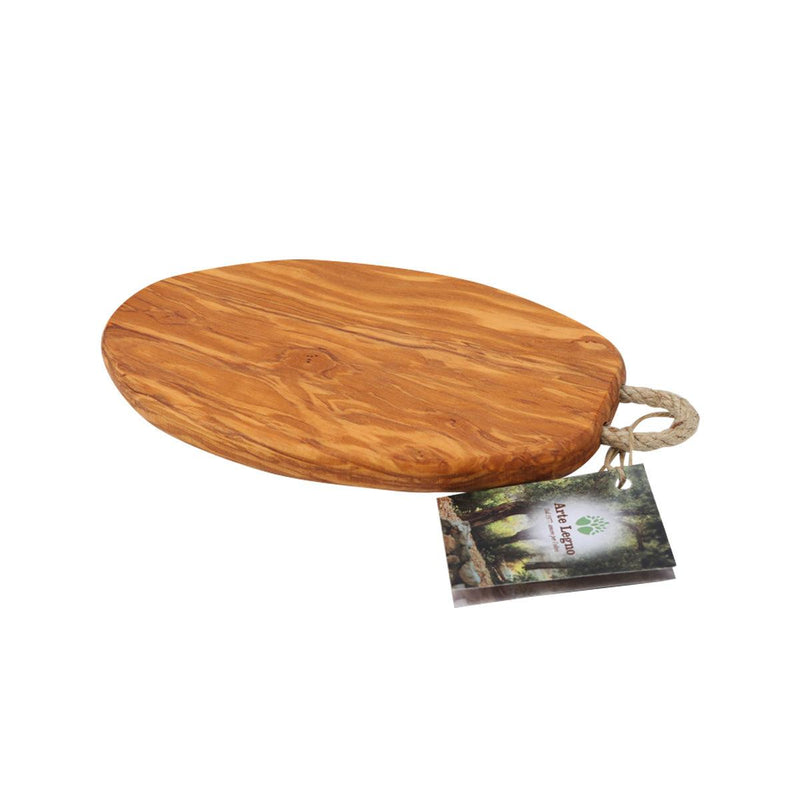 ARTE LEGNO Olive Wood Oval Chopping Board with Rope - Small