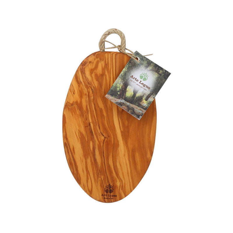 ARTE LEGNO Olive Wood Oval Chopping Board with Rope - Small