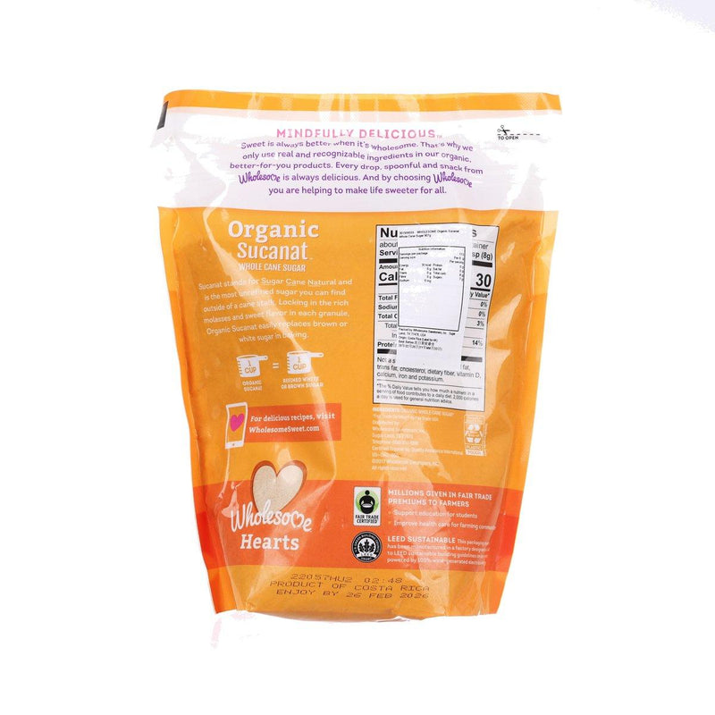 WHOLESOME Organic Sucanat Panela Whole Cane Sugar  (907g)