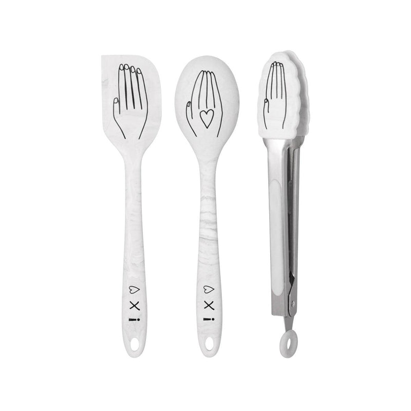 CITYSUPER X EVA ARMISEN Silicone Marble Mini 7" - Spoon, Spatula, Tong Set