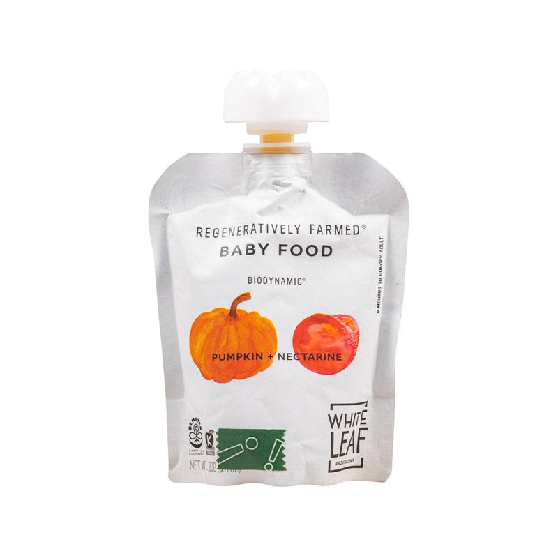 WHITELEAFPROVISIONS Organic Biodynamic Baby Food - Pumpkin, Nectarine  (90g)