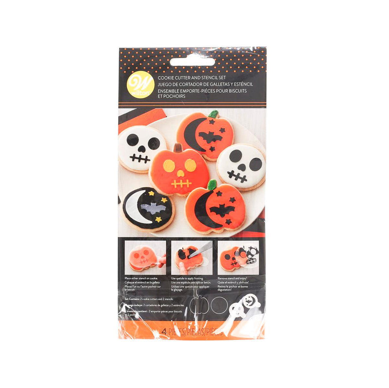 WILTON Halloween Cookie Cutter & Stencil Set - Pumpkin