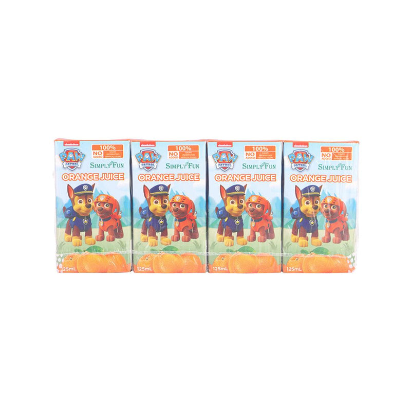 SIMPLYFUN Paw Patrol Orange Juice  (4 x 125mL)