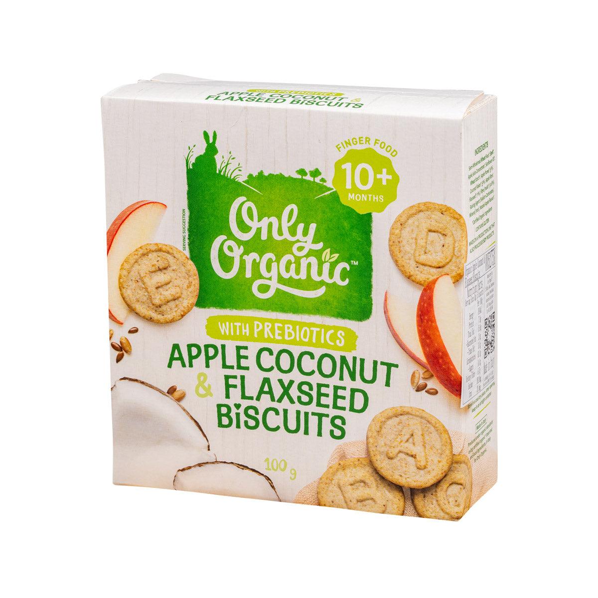 ONLY ORGANIC Organic Apple Coconut & Flaxseed Biscuits  (100g)