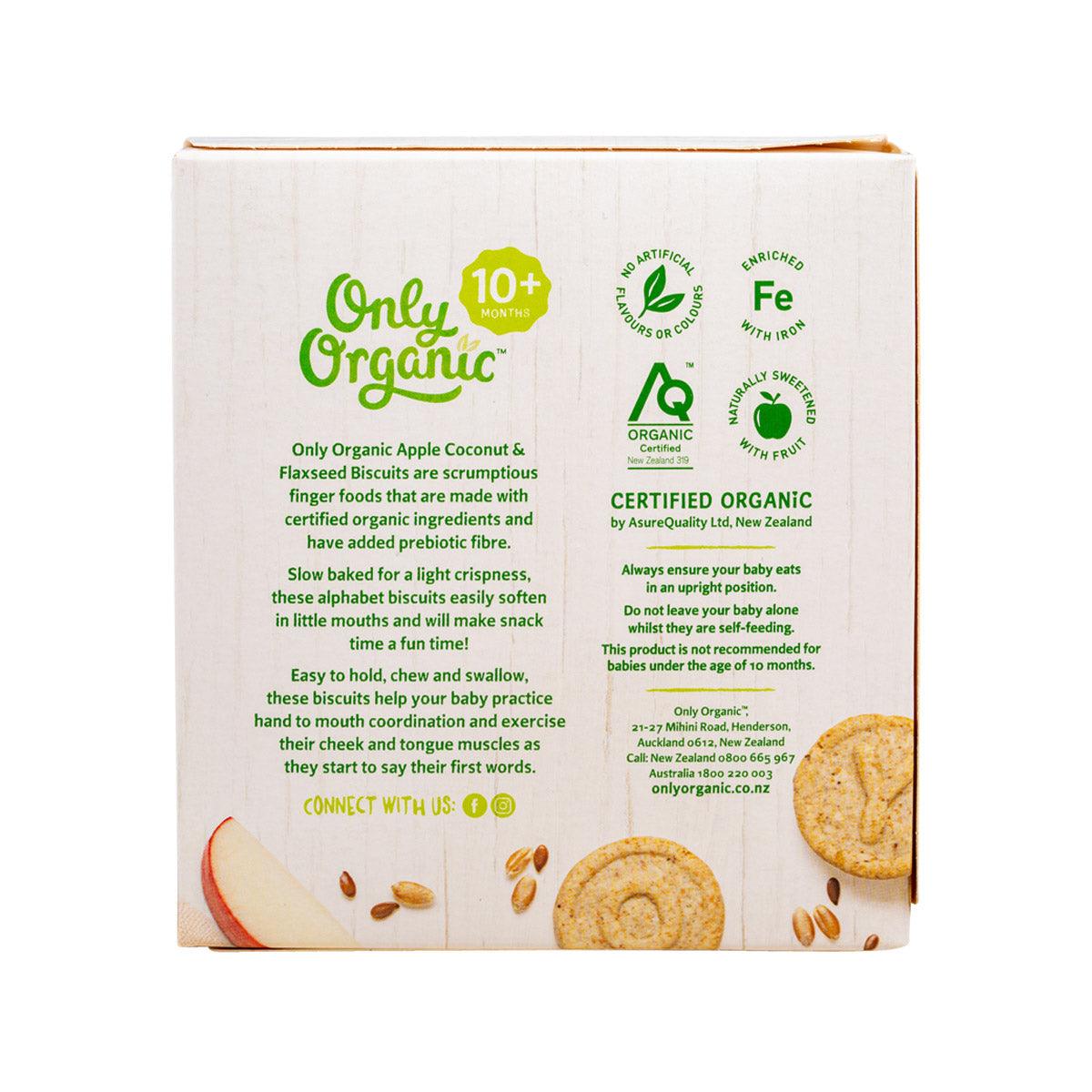 ONLY ORGANIC Organic Apple Coconut & Flaxseed Biscuits  (100g)
