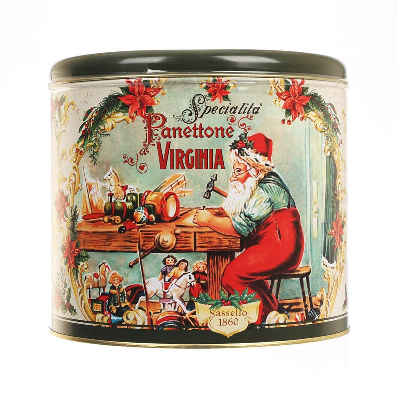 VIRGINIA Tall Bake Traditional Panettone in Santa Claus Tin  (1kg)