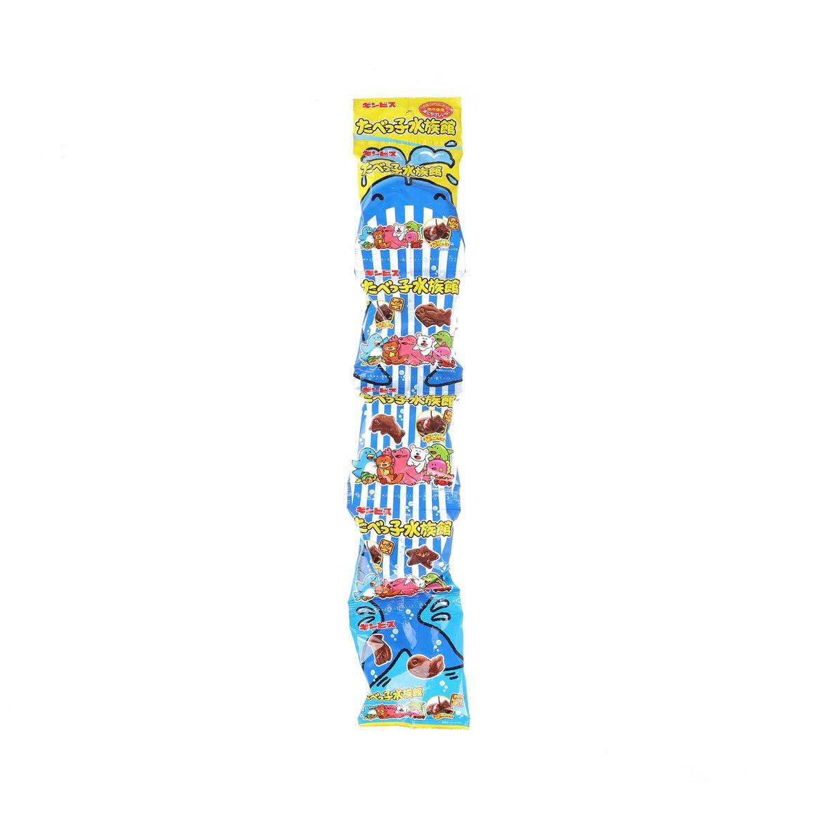 GINBIS Tabekko Aquarium Chocolate Biscuit  (4 x 17g)