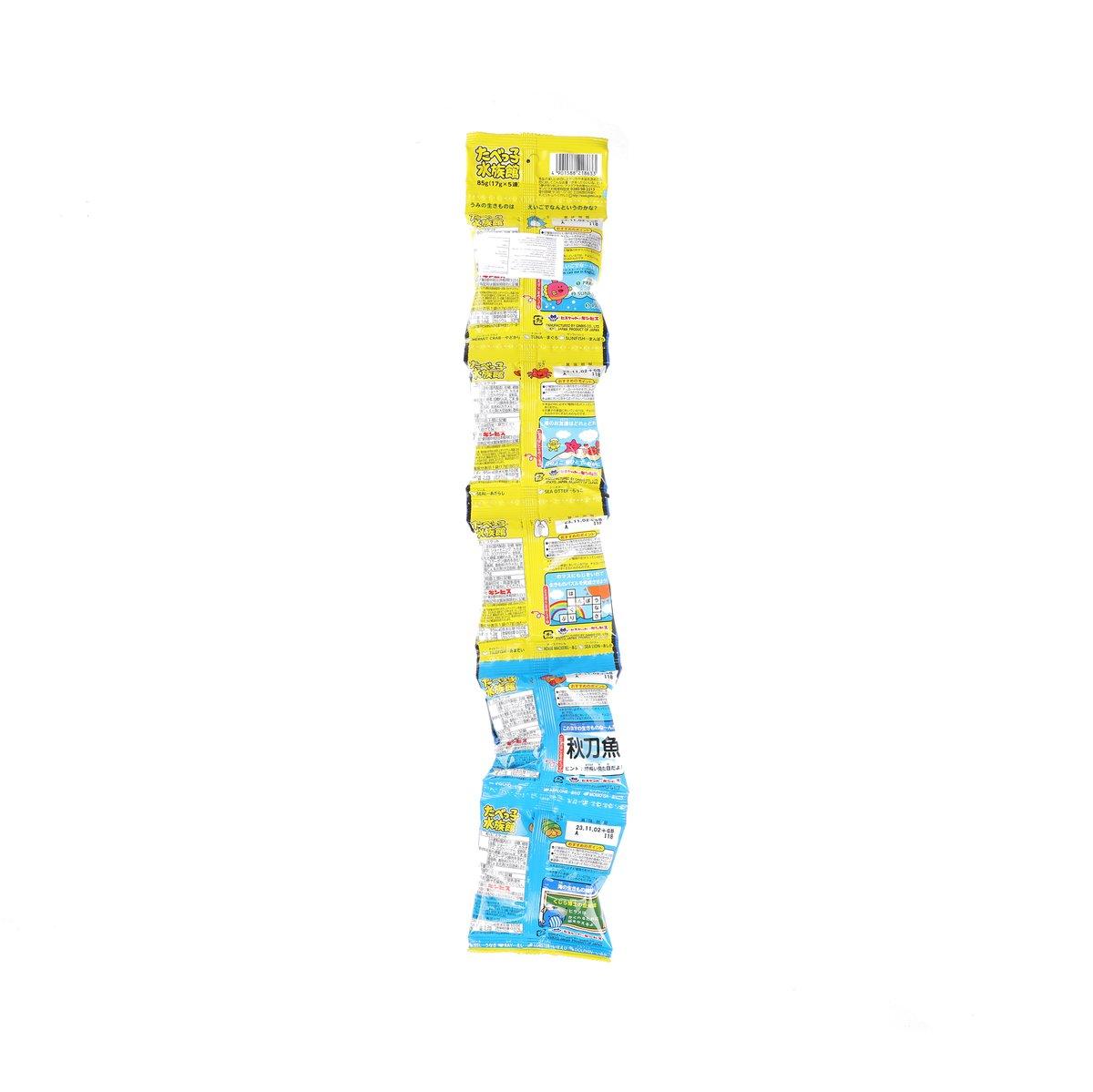 GINBIS Tabekko Aquarium Chocolate Biscuit  (4 x 17g)