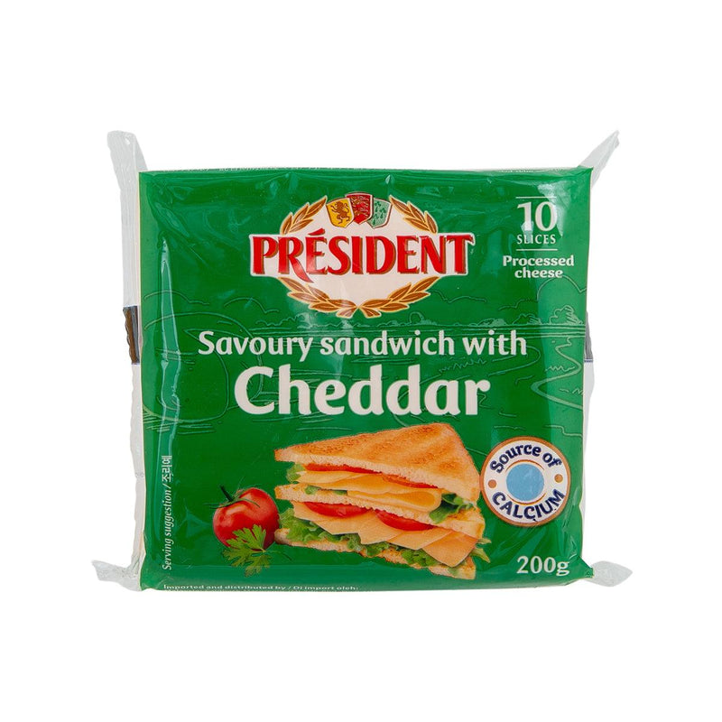 PRESIDENT Processed Cheese Slices with Cheddar  (200g)