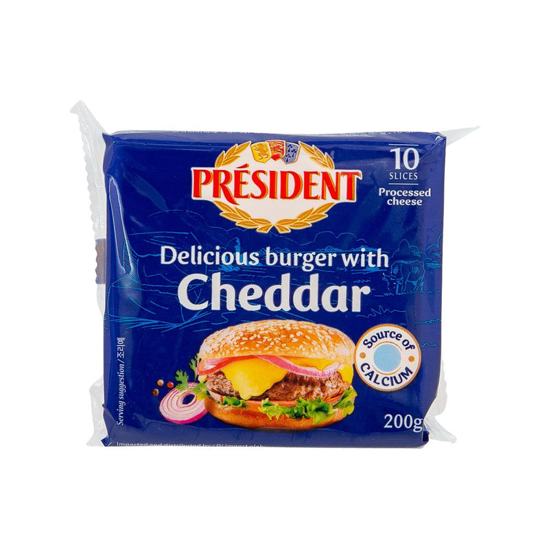 PRESIDENT Processed Cheese Slices - Cheddar  (200g)