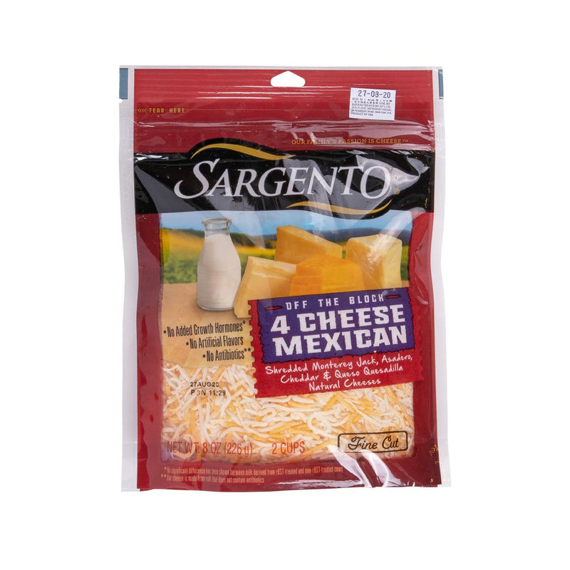 SARGENTO 4 Mexican Shredded Cheese - Monterey Jack, Asadero, Cheddar & Queso Quesadilla  (226g)