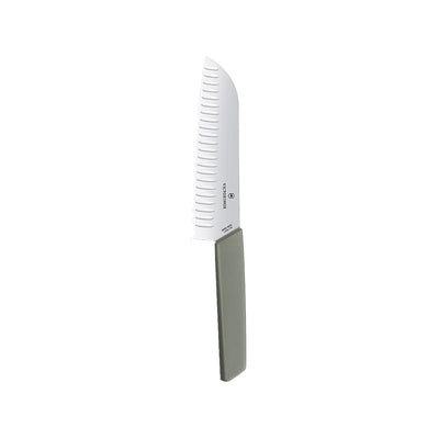 VICTORINOX Swiss Modern Santoku Knife, Fluted Edge, 17cm, Blister, Olive-Green - city'super E-Shop