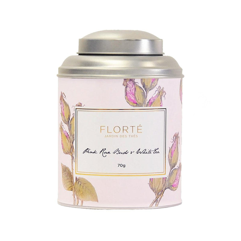 FLORTE Loose Pink Rose Buds & White Tea [Tin]  (70g)