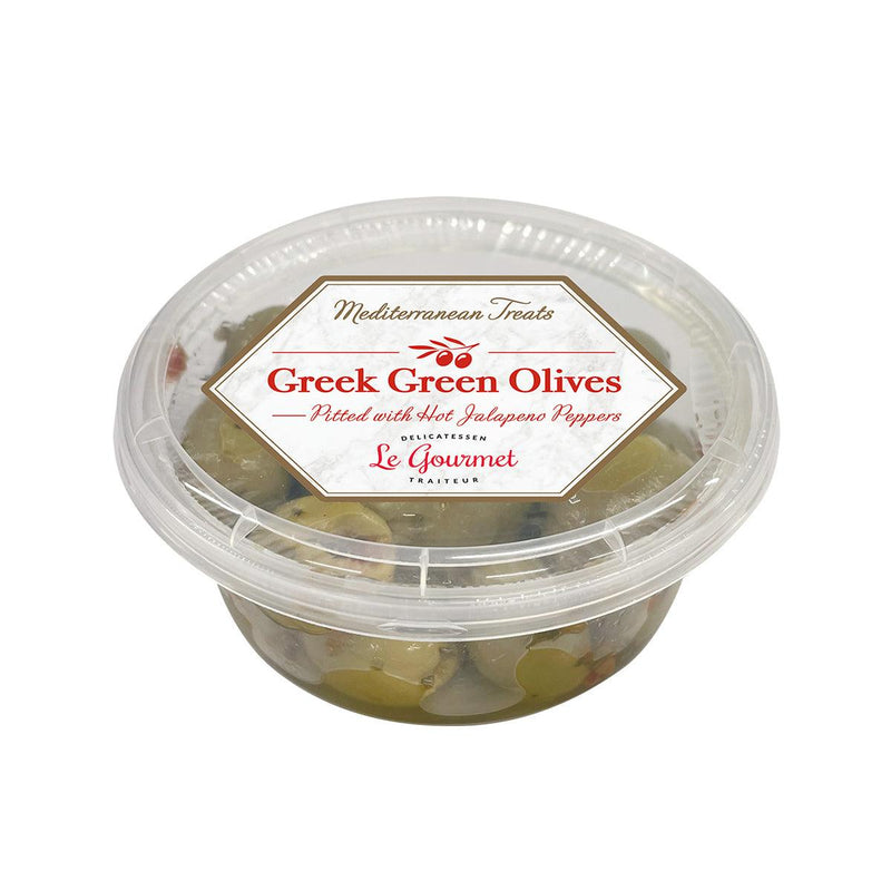LE GOURMET Green Olives Pitted with Hot Jalapeno Peppers  (150g)