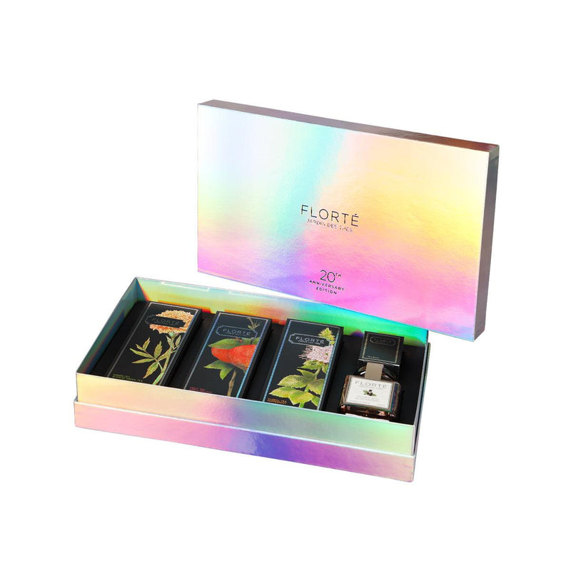 FLORTE 20th Anniversary Gift Set with 3 Loose Teas, 1 Honey and Tea Strainer Gift Set  (1set)