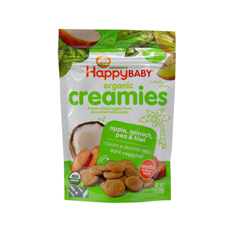 HAPPYBABY Organic Creamies Snack with Coconut Milk - Apple, Spinach, Pea & Kiwi  (28g)